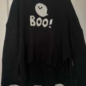 Wooden Ships Black Boo Ghost Sweater